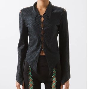 Cutout Geometric Silk-blend Satin Shirt from Rui